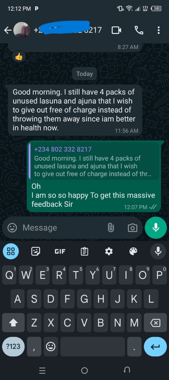 WhatsApp testimonial